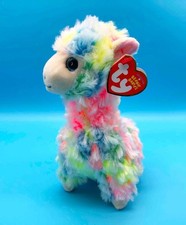 Ty Beanie Babies 9" LOLA the Rainbow Tie-Dye Llama Plush w/ Tags Blue Eyes