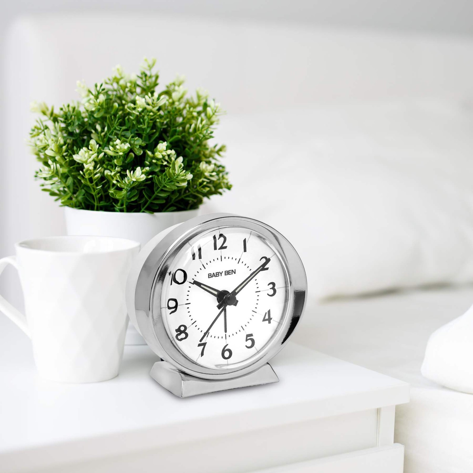 Baby Ben Iconic Alarm Clock, Loud Beeping Alarm, Chrome Finish Metal Case, Easy