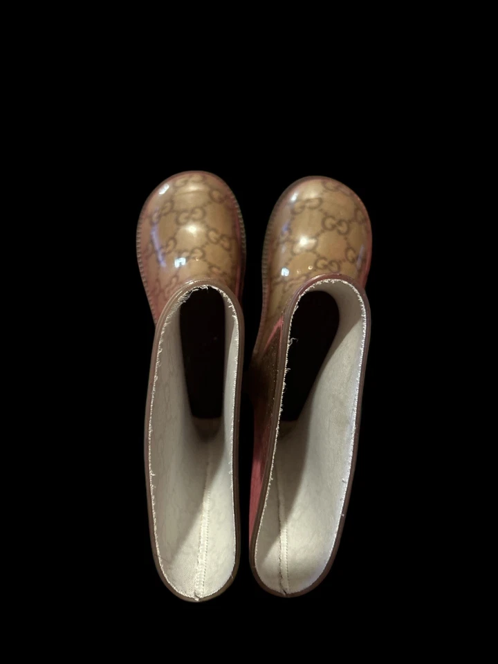 Nuevas Botas de Goma Gucci Niños GG Supreme Cacao Sin Caja Talla 24 EE. UU. Talla 7.5 Foto 4 de 4