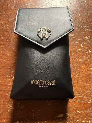 Rare Roberto Cavalli Snakes Logo Black Crossbody Shoulder Bag Phone Case Purse