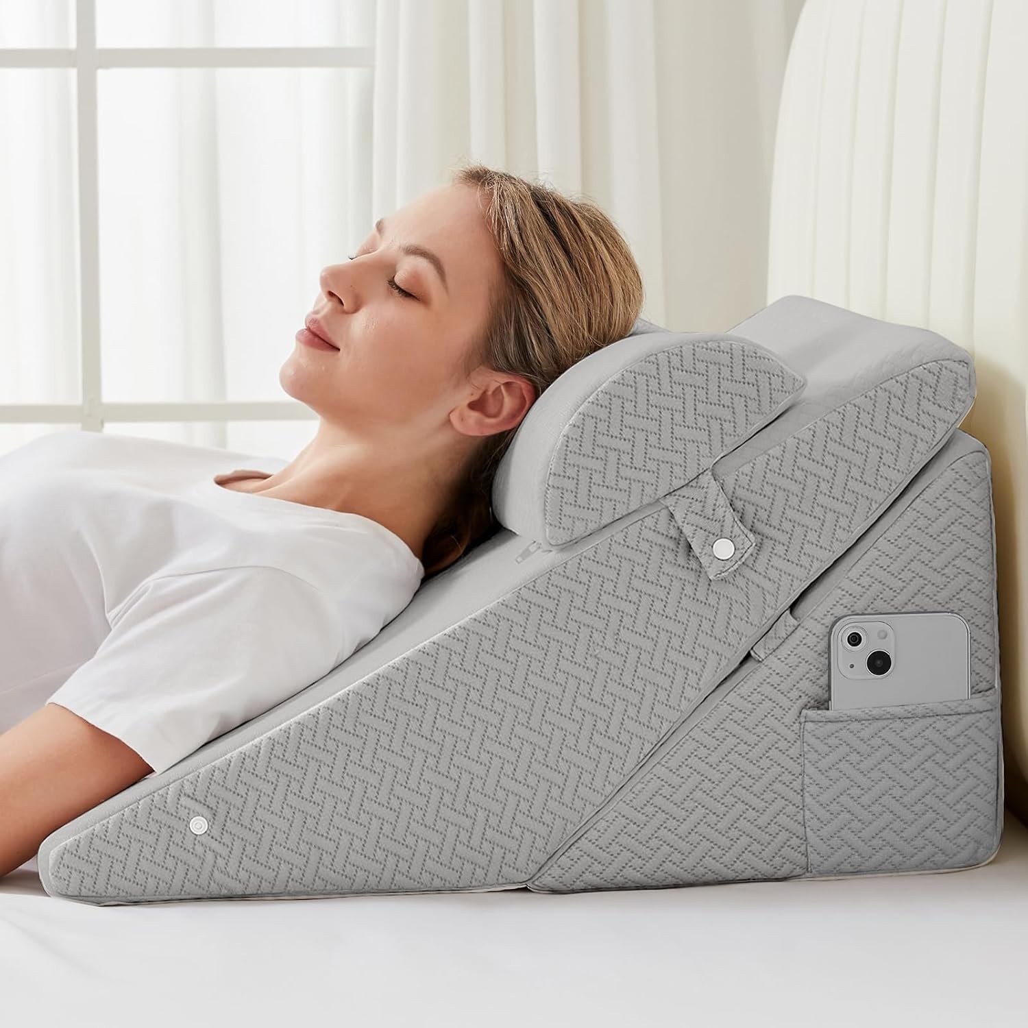 Adjustable Wedge Pillow Set for Headboard Support and Orthopedic Comfort-image