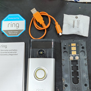 Ring Video Doorbell Wi Fi Wireless Alexa Compatible Mount & USB Cable Silver