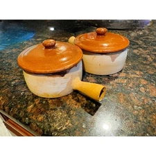 VTG Terre et Flamme Vallauris France Stoneware Casserole Dishes Lidded Serving