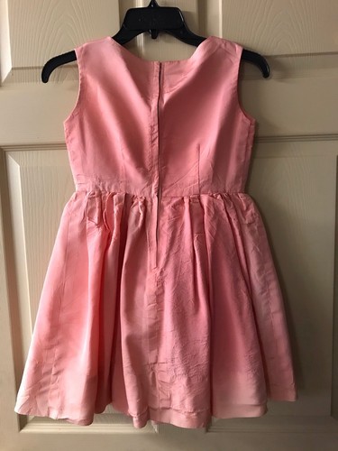 Vintage Girls Sz 6/7 Satin Sleeveless Salmon Pink Dress Zip Back Skirt Netting - Picture 3 of 6