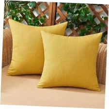 Set of 2 Outdoor Waterproof Throw Pillow Covers 18" x 18" Pack of 2 Yellow