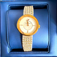Swarovski Swiss Made Quartz Rose Crystal Bracelet Watch White Dial