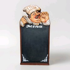 Chef Menu Chalk Board Display Restaurant Sign Daily Specials Vtg 24" x 12"