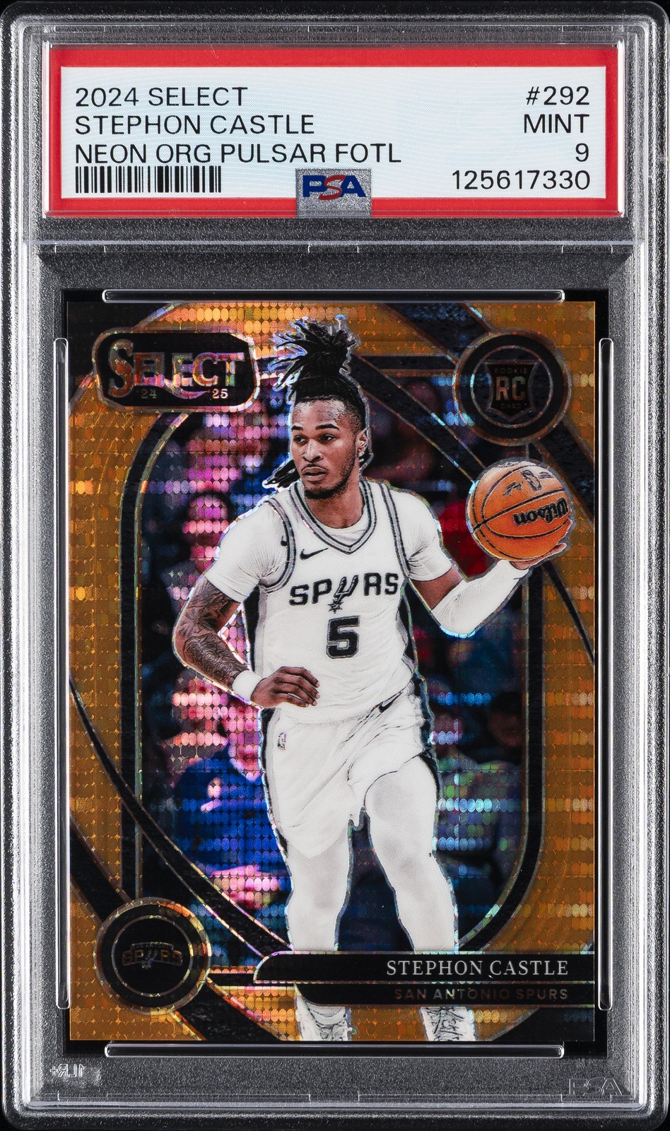 2024 PANINI SELECT NEON ORANGE PULSAR FOTL #292 STEPHON CASTLE RC 7/18 PSA 9