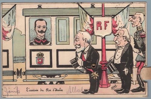 CR1530 - Cartolina meccanica propaganda: visita v.e.III in Francia - riparata - Picture 2 of 2