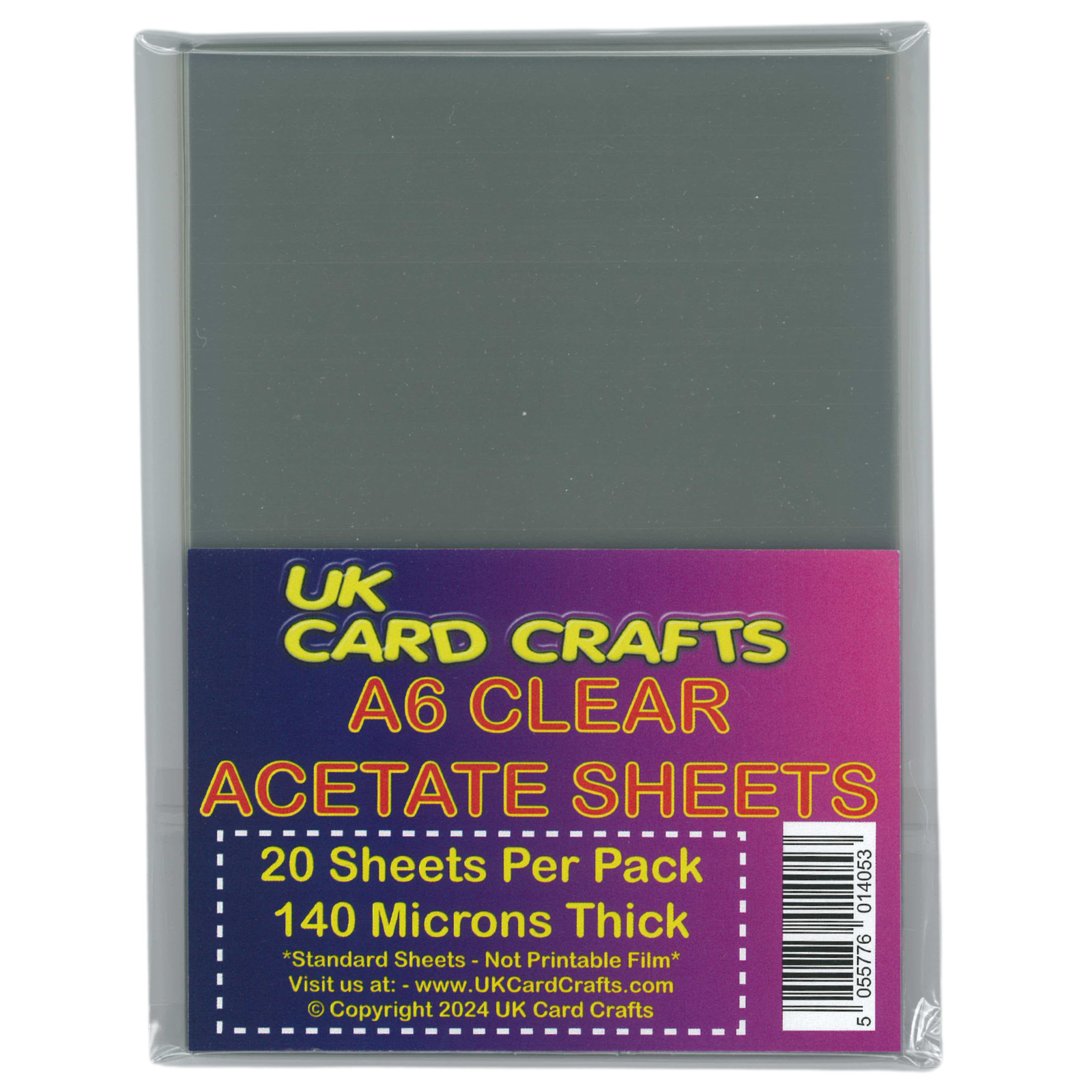 20 x A6 Acetate Sheets Transparent Clear OHP, Craft, Office Acetate, 140 Micron
