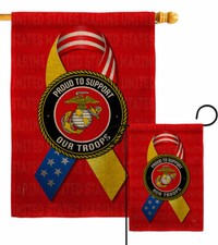 Support Marine Troops Garden Flag Armed Forces Corps Small Gift Yard Banner