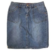 Unionbay Jean Skirt Junior 7 Straight Kick Split Denim Cotton 28x19 Pocket Flap
