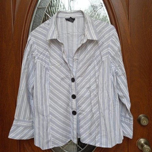 Spenser Jeremy Woman 3X Button-down Pointed Collar Strip Blouse - Picture 2 of 6