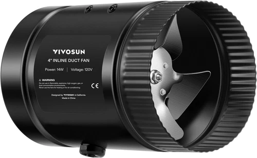VIVOSUN Inline Booster Duct Fan 4” 100CFM HVAC Exhaust Ventilation Fan Low Noise
