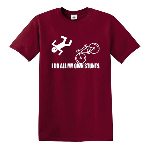 I Do All My Own Stunts Funny Men T-Shirt Bicycle Bike Birthday Gift Top Tee - Picture 4 of 13