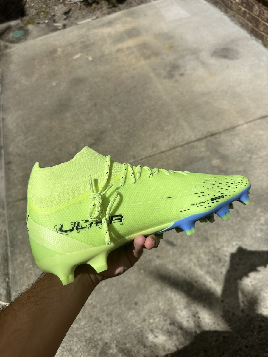 Puma Ultra Ultimate 106868 01 FG/AG Yellow Blue Mens Soccer Cleats