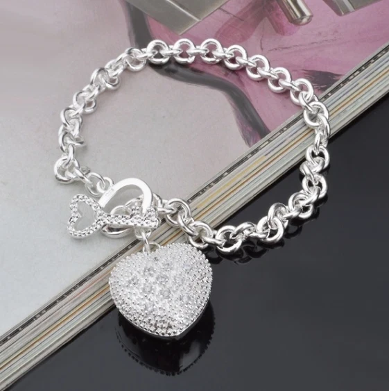 Rush Ladies Charm Bracelet, Crystal Heart Pendant Snake Bone Chain, Girls  Clothing Accessories, Best Gift for Her S1924 - Walmart.com