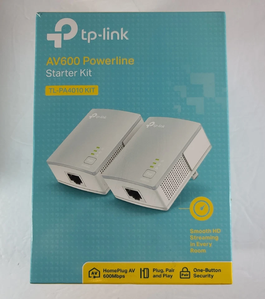 Lote de 2 TP-Link AV600 Powerline Ethernet Adaptador TL-PA4010 Kit Foto 4 de 4