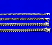 14K White Gold 3mm-7mm Miami Cuban Link Chain Necklace Real Gold 16"-30"