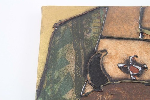Original '01 signiert Erin Lofton Mischtechnik 8 x 8 Leinwandbild - "Maske & Sonne" - Bild 6 von 9