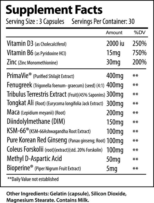 ALPHA SUPPS T-RISE Premium Potenciador de testosterona Hombres Libido muscular Energía 90 cápsulas Foto 2 de 3