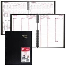 2026 Brownline CB950C.BLK CoilPRO Hard Cover Weekly Appointment Book, 8-1/2 x 11
