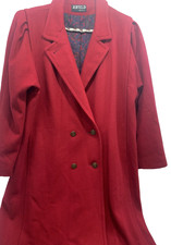 Vintage Jofeld Trench Coat Red Wool Blend Usa Made Double Breasted Size ? (8-10)