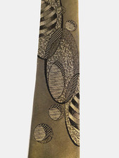 VTG City Streets Art Deco Tie Gray Geometric 2.5  Wide Poly Viscose USA