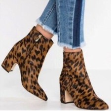 Sam Edelman Sz 8 Hilty Pointed Toe Leopard Calf Hair Ankle Bootie Boots