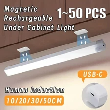 LED Motion Sensor Under Cabinet Closet Light USB Rechargeable Kitchen Lamp Strip