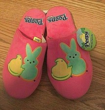 Toddler Girls Peeps Brand Pink Easter House Slippers Gripper large US 9 - 10