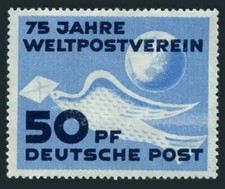 Germany GDR 48, MNH. Michel 242. UPU-75, 1949. Pigeon, Letter-Globe.
