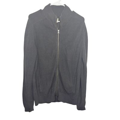 Pact Sweater Men medium Charcoal Heather Double Knit Modern Zip Organic casual