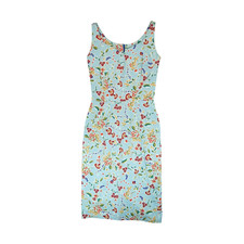 Vintage Call Me Betty Bespoke Women's Sheath Sleeveless Floral Dress Back Zipper