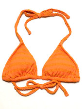 Wild Fable Size XS 0-2 Orange Striped Textured Triangle Bikini Swim Top