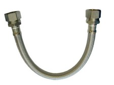 15mm x 15mm Flexible Connector Pipe 300mm Long Braided Flexi Hose Tail Pipe