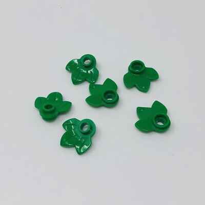 32607 LEGO Parts Plate Plant Round 1x1 w/ 3 Leaves GREEN (6)
