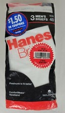 NIP Vintage Mens Hanes Briefs Underwear 3 Pack 1987 Slightly Imperfect sz 40