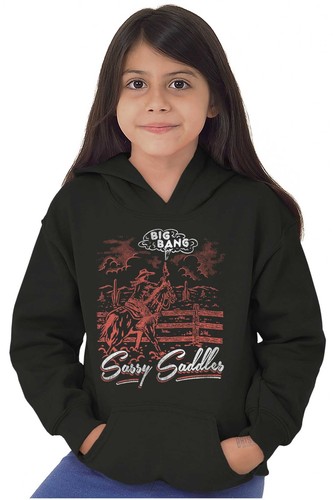 Cool Western Cowgirl Big Bang Sassy Saddles Youth Hooded Sweatshirt Boy or Girl - Picture 5 of 7
