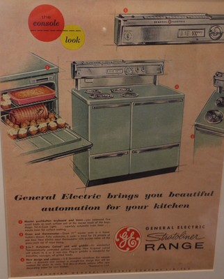 Original 50er Jahre Vintage mattierte Werbung General Electric Stratoliner Range Cooker 