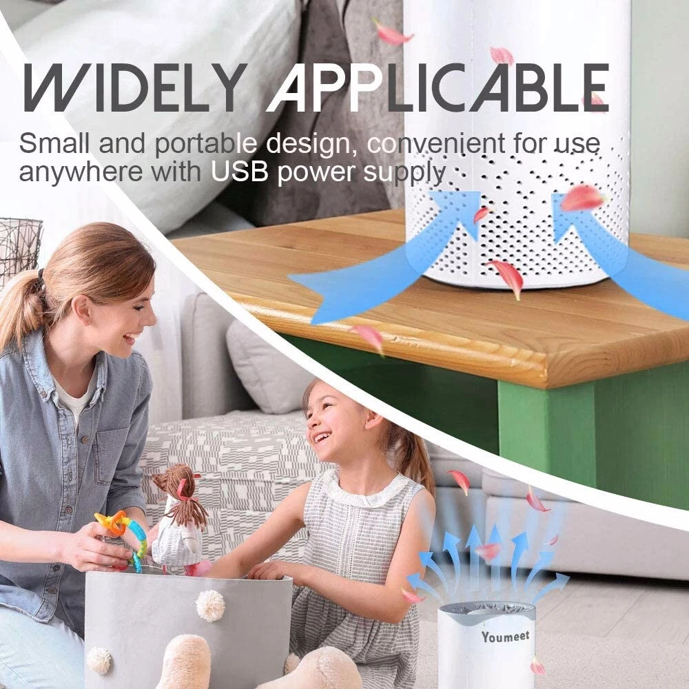 Youmeet Portable Air Purifier with Night Light Low Noise Air Filter NEW