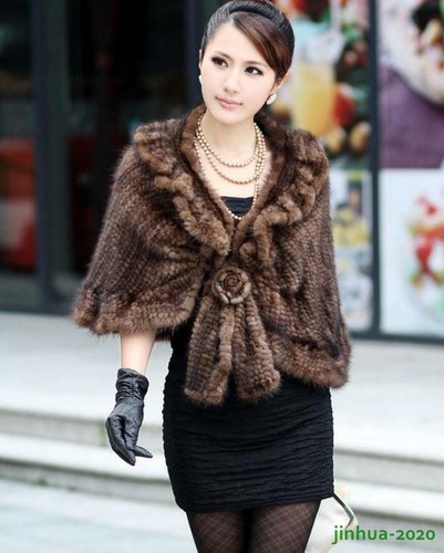 Real Mink Fur Poncho Winter Short Coats 