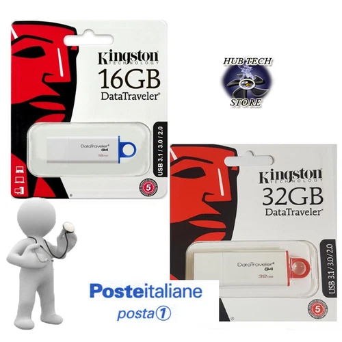 PENDRIVE MEMORIA PEN DRIVE CHIAVETTA USB KINGSTON G4 16GB 32GB USB 3.1