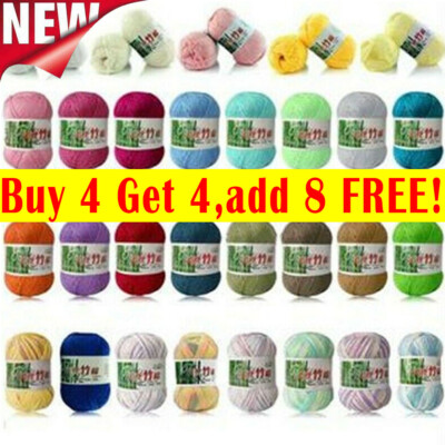 50g Bambus Baumwolle Garne Weiches Schnell Strickgarn Stricken Babywolle Häkeln