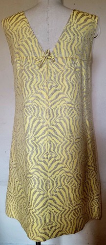 Vintage Leslie Fay Yellow & Gold Dress With Jacket Size M - Picture 5 of 12