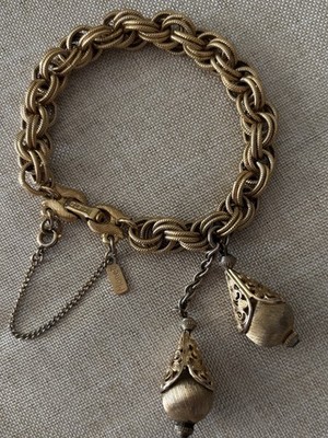 1960s Monet  Bolero  Chain Bracelet Two Dangling Tassels, Safety Chain, Chunky