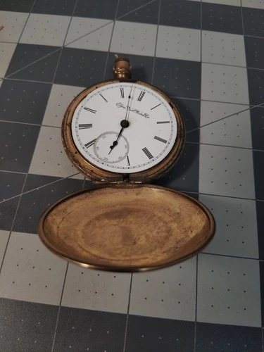 ANTIQUE ElGIN GOLD PLATED  POCKET WATCH For Parts Or Repairs