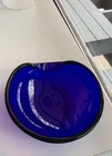 VINTAGE MURANO GLASS Thumbprint BOWL SIGNED ELSA PERETTI FOR TIFFANY Blue 5”