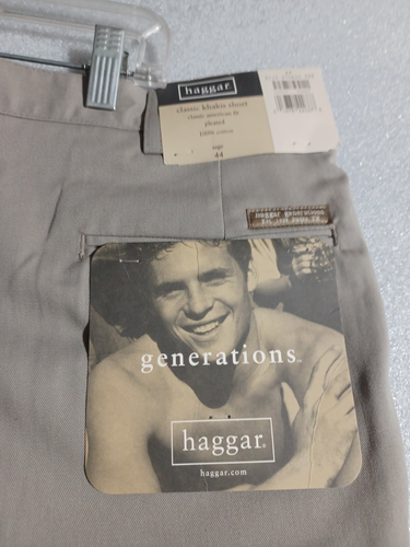 Haggar Classic Khaki 100% Cotton Pleated Shorts Size 44 - NEW - Picture 10 of 12