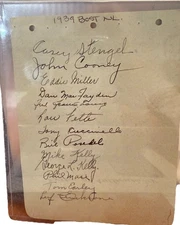 RARE!! Signed Autograph Page 1939 Boston Braves-  13 Autos Casey Stengel - JSA